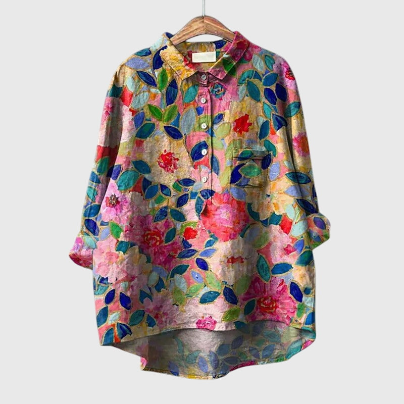Astrid | Vibrant Floral Silk Blouse