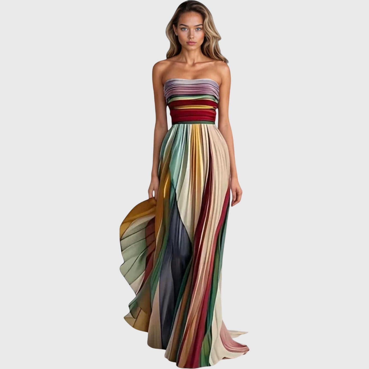 Astrid | Multicolor Strapless Premium Long Dress