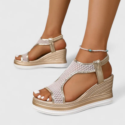 Adriana | Golden Orthopedic Wedge Sandals