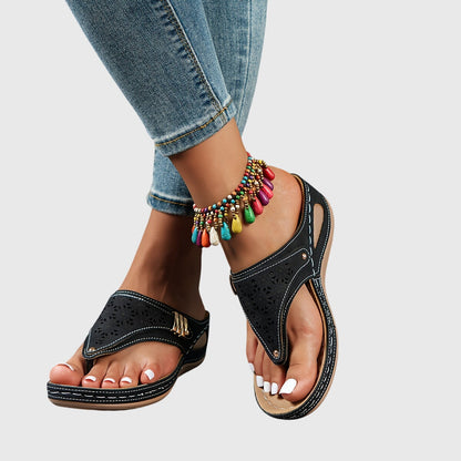 Calista | Beige Cutout Comfortable Sandals
