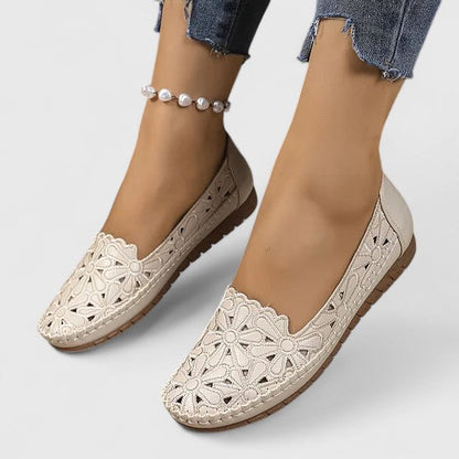 Calista | Elegant White Brogue Sandals
