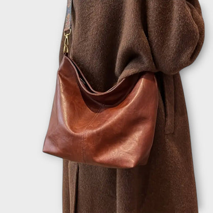 Aurelia | Brown Leather Women's Shoulder Bag With Unique Strap