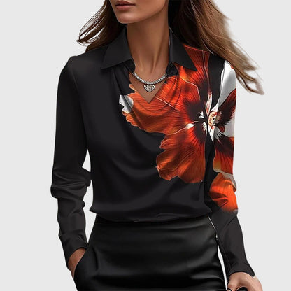 Alethea | Beige Elegant Blouse with Draped Cowl Neck