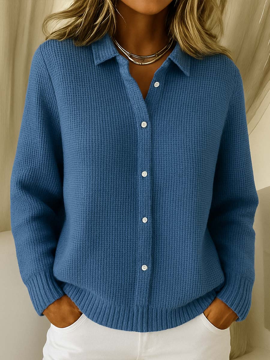 Astrid | Soft Sky Blue Classic Knitted Button Cardigan