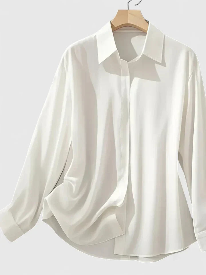 Calantha | Silk Elegant Top in White