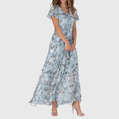 Astrid | Peach Floral Figure Flattering Dress