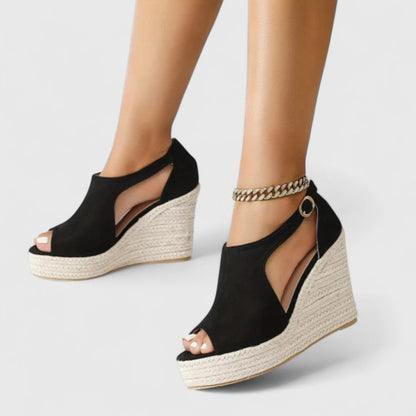 Calantha | Black Suede Orthopedic Heels