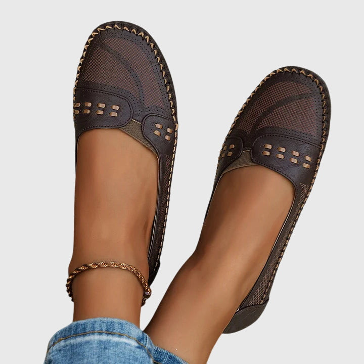 Aurelia | Beige Perforated Orthopedic Shoes