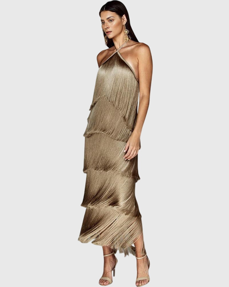 Aurora | Tassel Dress in Red Fringe