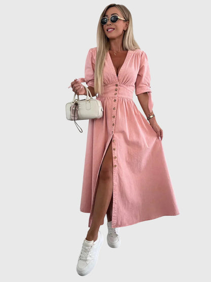 Alethea | Blush Elegant Denim Dress