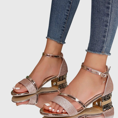 Juliette | Black Glitter Orthopedic Heeled Sandals