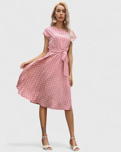 Calantha | Blush Polka Dot Elegant Dress