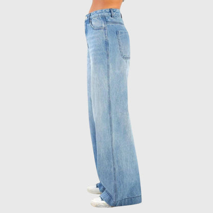 Alethea | Light Blue Wide-Leg Women's Casual Baggy Denim Pants