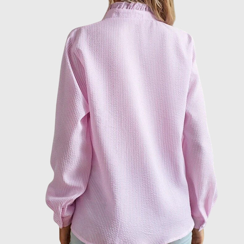Alethea | Soft Blue Elegant Blouse with Ruffle