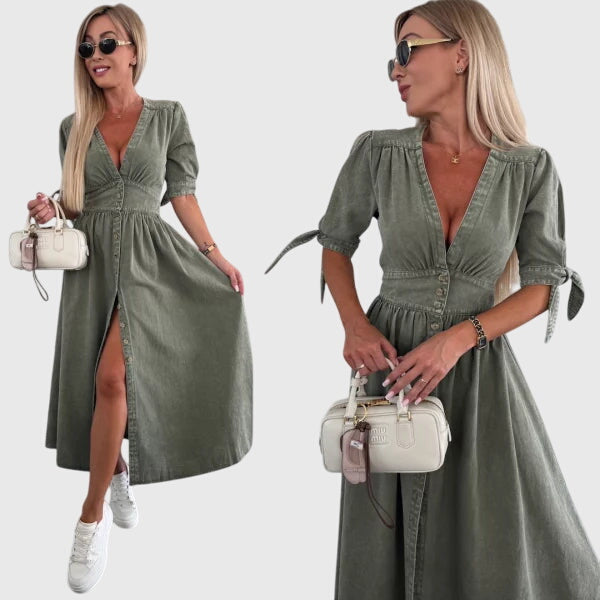Alethea | Blush Elegant Denim Dress