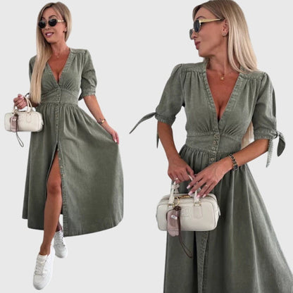 Alethea | Blush Elegant Denim Dress