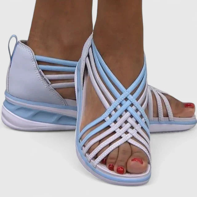 Calista | Elegant White & Blue Orthopedic Sandals