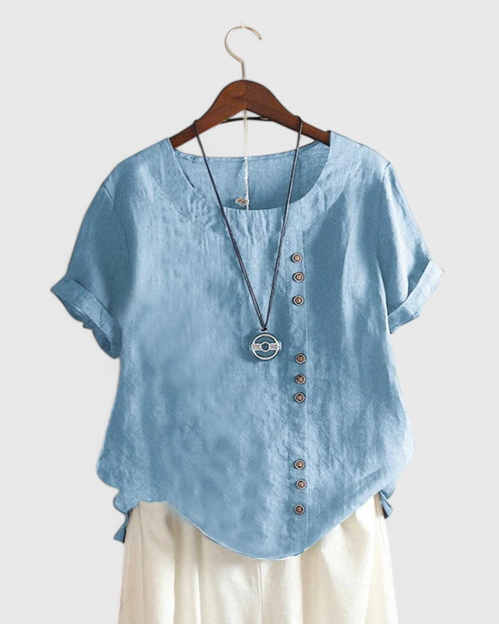 Calanthe | Blush Pink Comfortable Short Sleeve Blouse