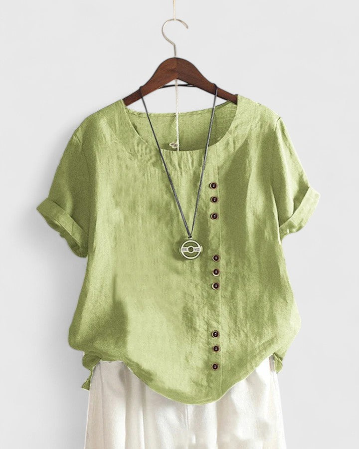 Calanthe | Blush Pink Comfortable Short Sleeve Blouse