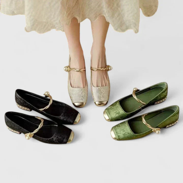 Calantha | Luxury Green Velvet Orthopedic Mary Jane Shoes
