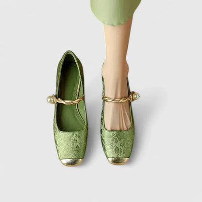 Calantha | Luxury Green Velvet Orthopedic Mary Jane Shoes