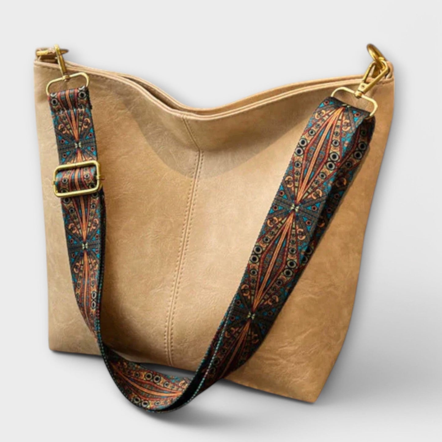 Aurelia | Brown Leather Women's Shoulder Bag With Unique Strap