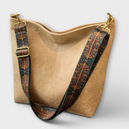 Aurelia | Brown Leather Women's Shoulder Bag With Unique Strap