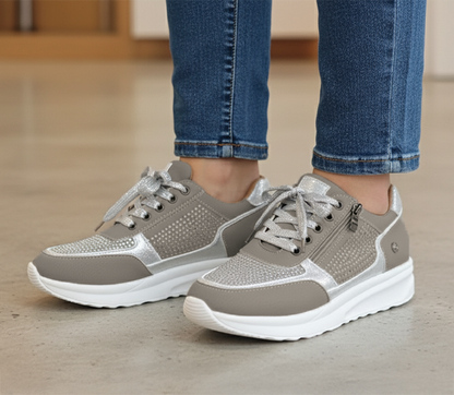 Evelyn | Women's Navy Blue Lace Up Platform Sneakers