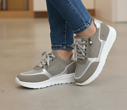Evelyn | Women's Navy Blue Lace Up Platform Sneakers