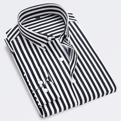 Beckett | Royal Blue & White Striped Summer Cotton Shirt