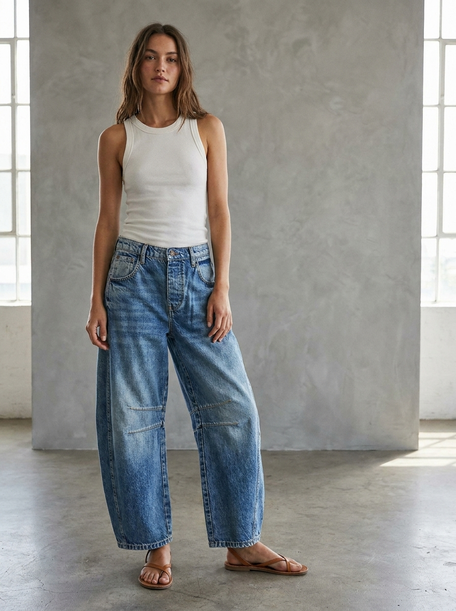 Calista | Women's Tan Leopard Print Wide Leg Cotton Jeans