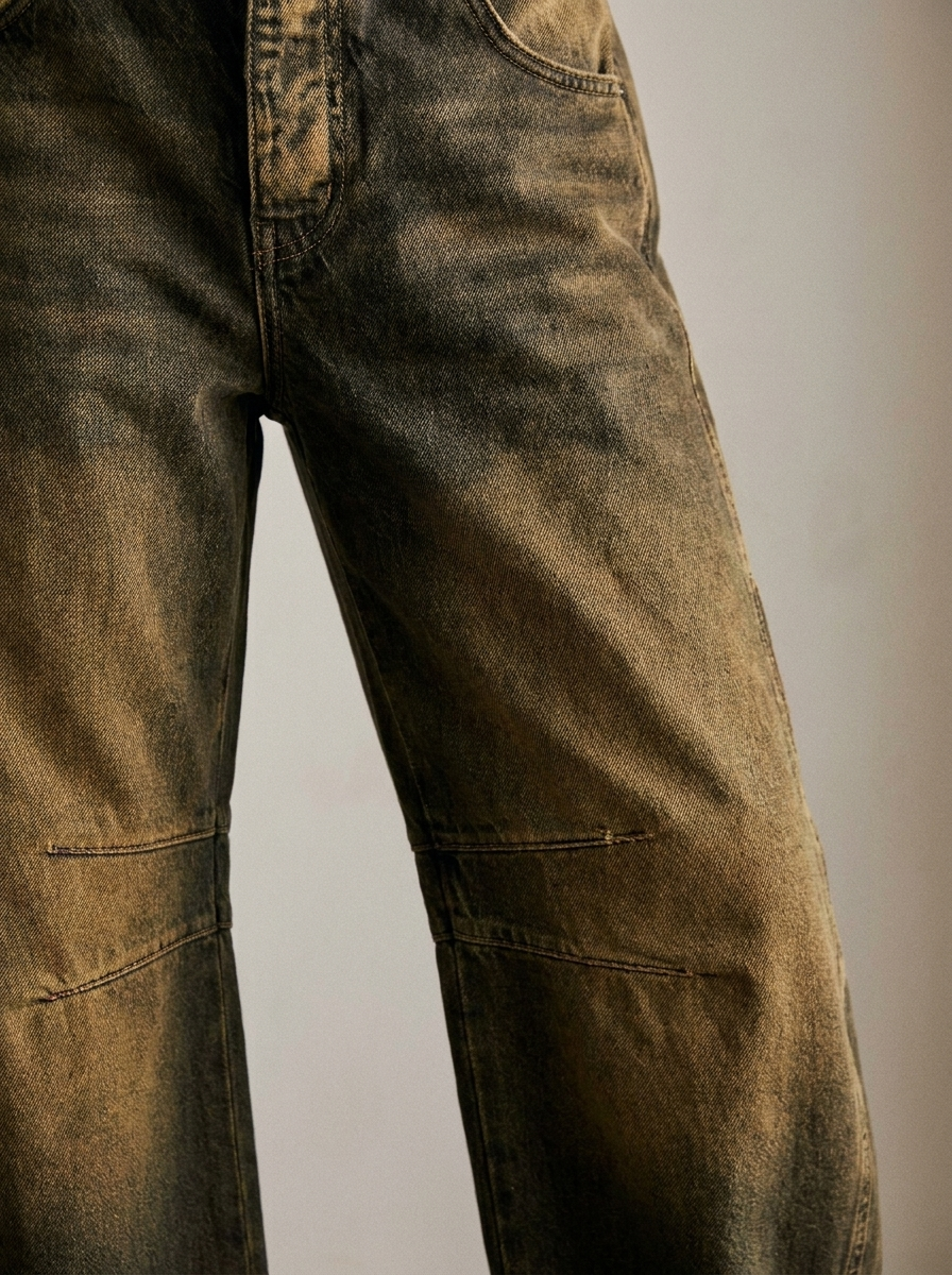 Calista | Women's Tan Leopard Print Wide Leg Cotton Jeans