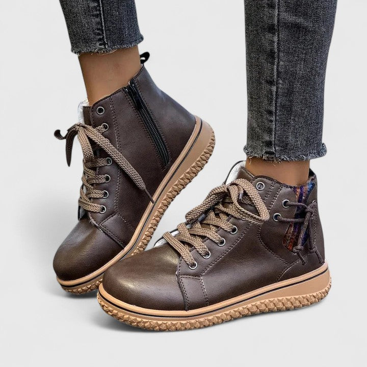 Alethea | Blue Leather Orthopedic Boots