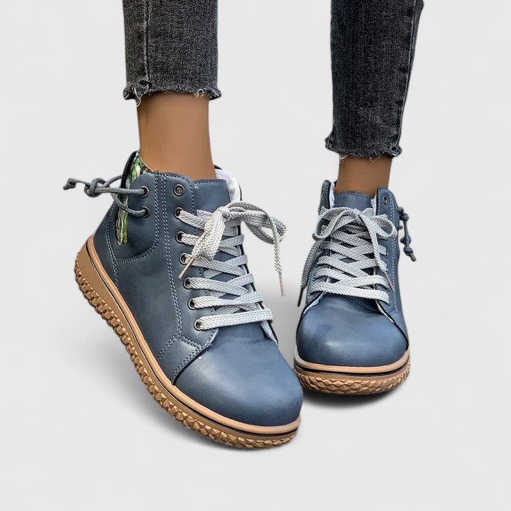 Alethea | Blue Leather Orthopedic Boots