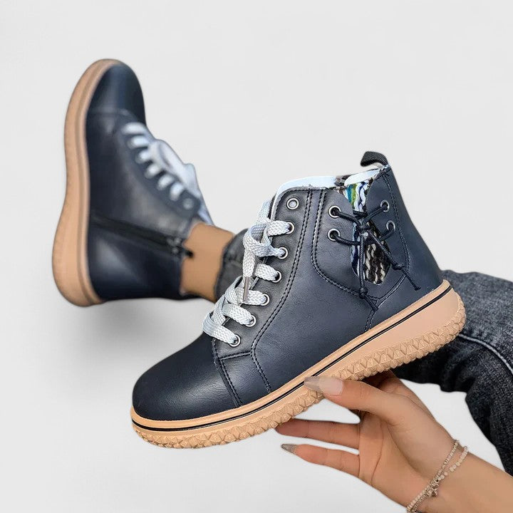 Alethea | Blue Leather Orthopedic Boots