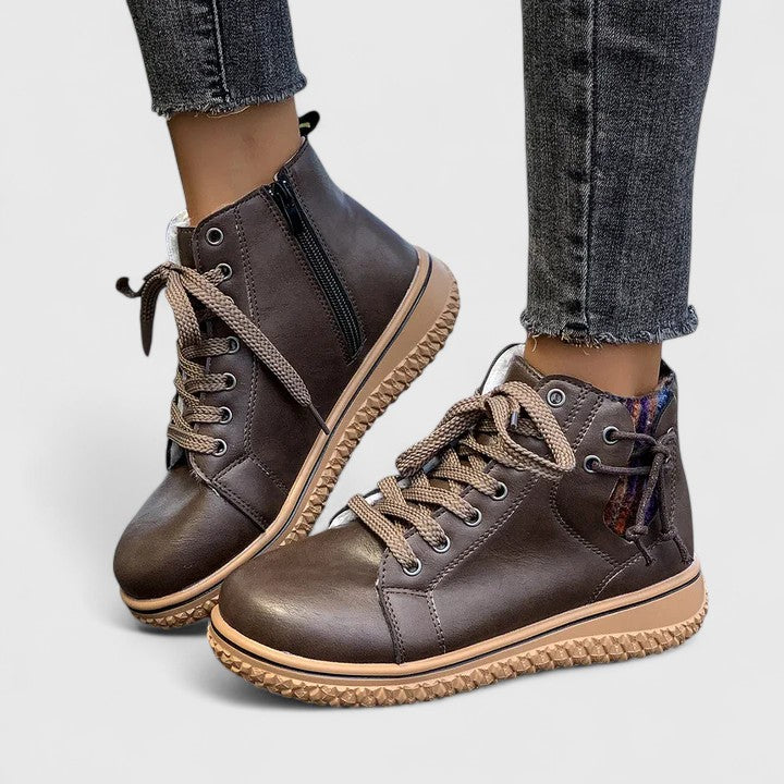 Alethea | Blue Leather Orthopedic Boots