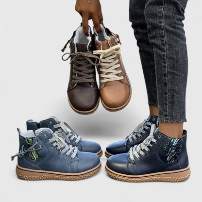 Alethea | Blue Leather Orthopedic Boots