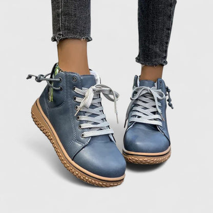Alethea | Blue Leather Orthopedic Boots