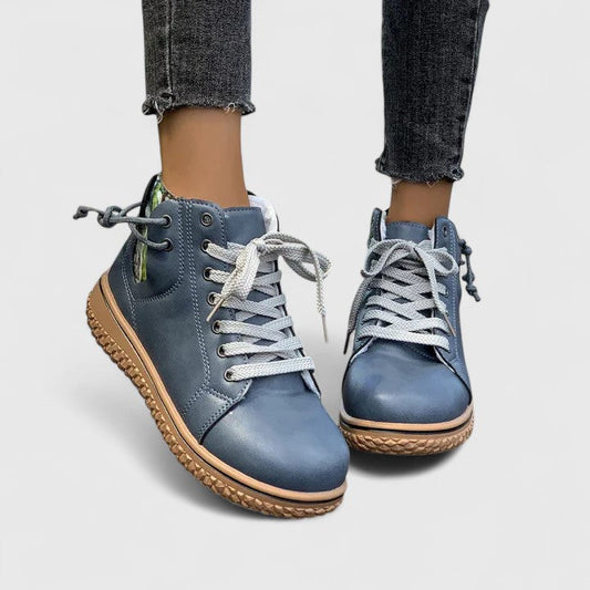 Alethea | Blue Leather Orthopedic Boots