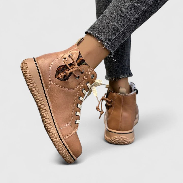 Alethea | Blue Leather Orthopedic Boots