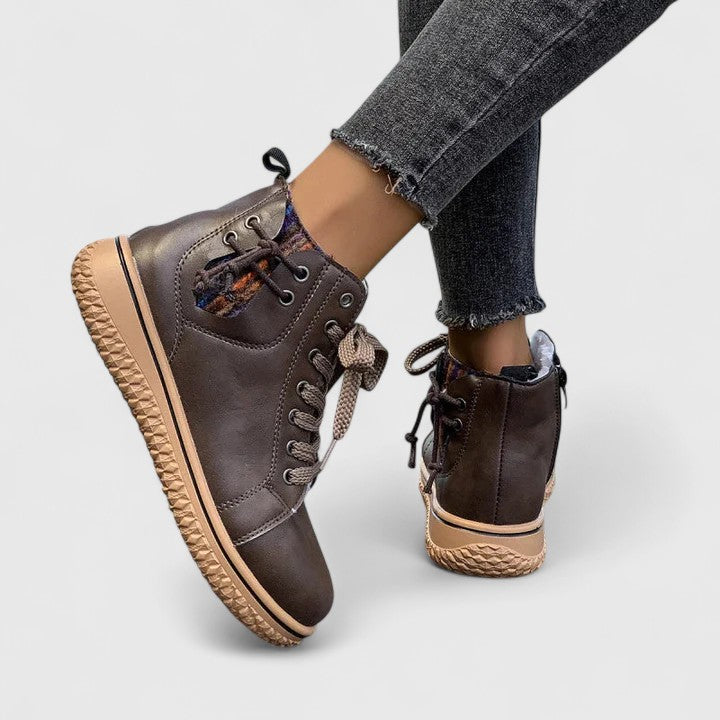 Alethea | Blue Leather Orthopedic Boots