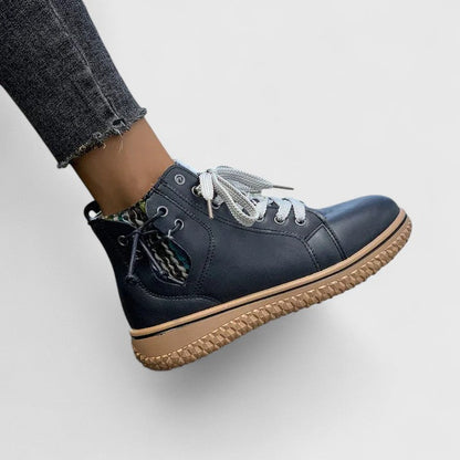 Alethea | Blue Leather Orthopedic Boots