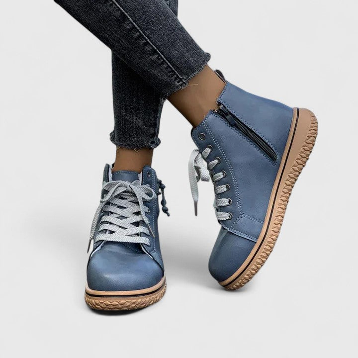 Alethea | Blue Leather Orthopedic Boots
