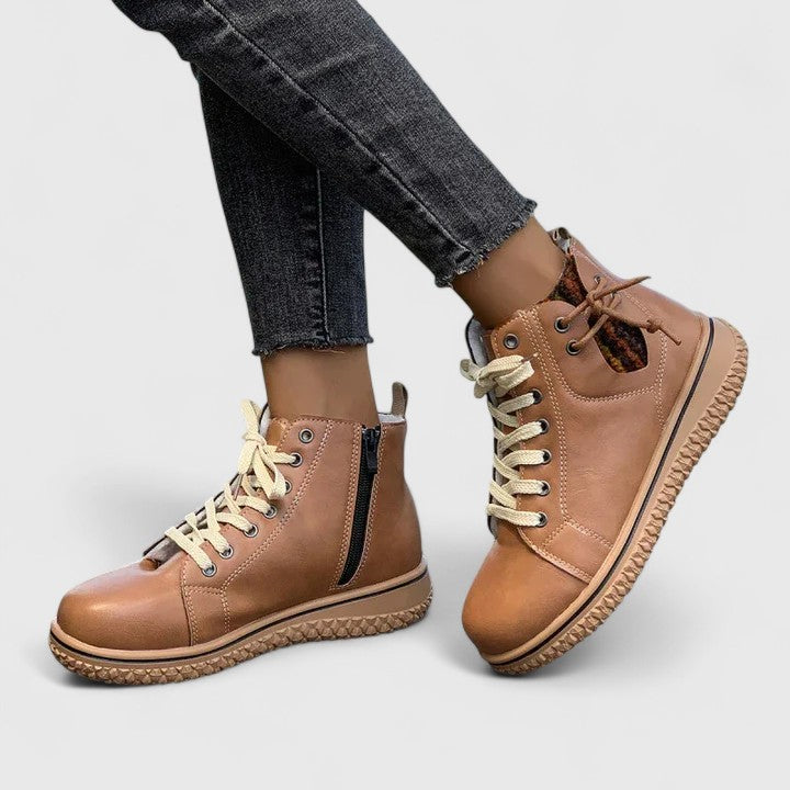 Alethea | Blue Leather Orthopedic Boots