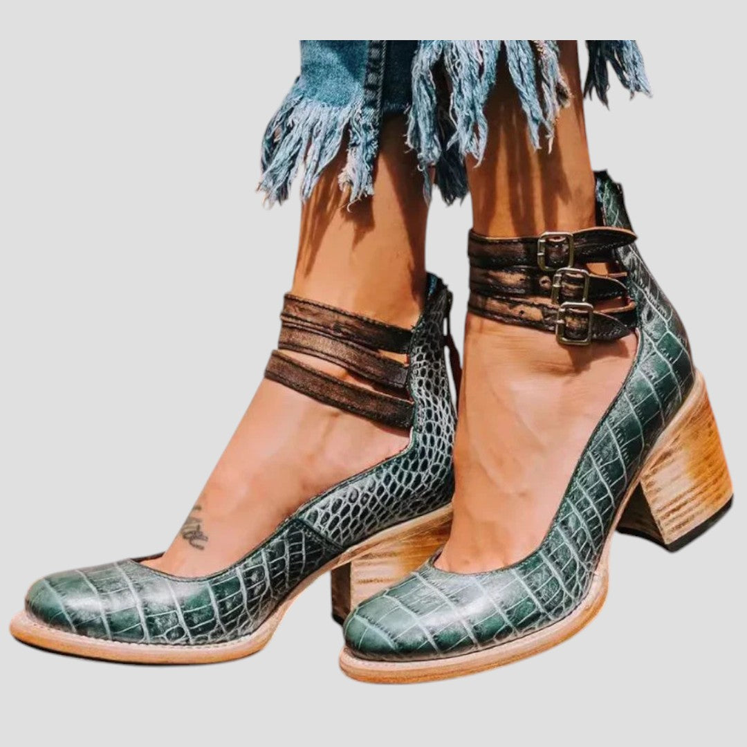 Zelia | Black Strappy Stylish Comfortable Boots