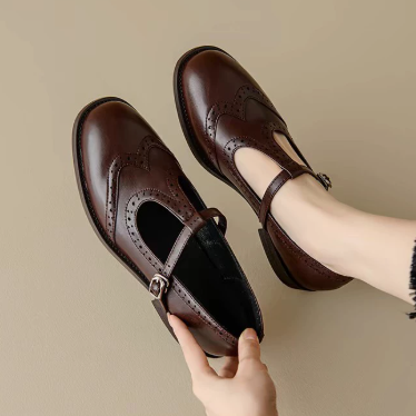 Calanthir | Brown Leather Orthopedic Mary Jane Shoes