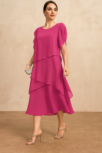 Women’s Soft Classic Fuchsia Chiffon Dress