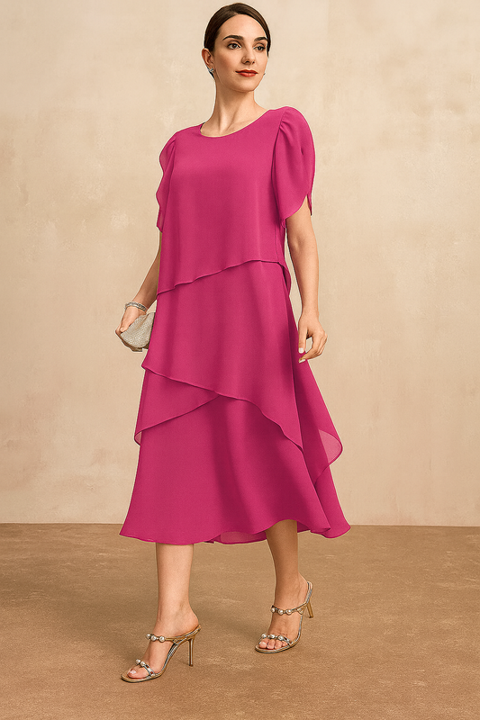 Women’s Soft Classic Fuchsia Chiffon Dress