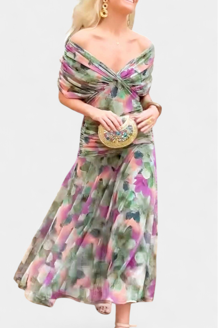Calantha | Elegant Floral Silk Dress