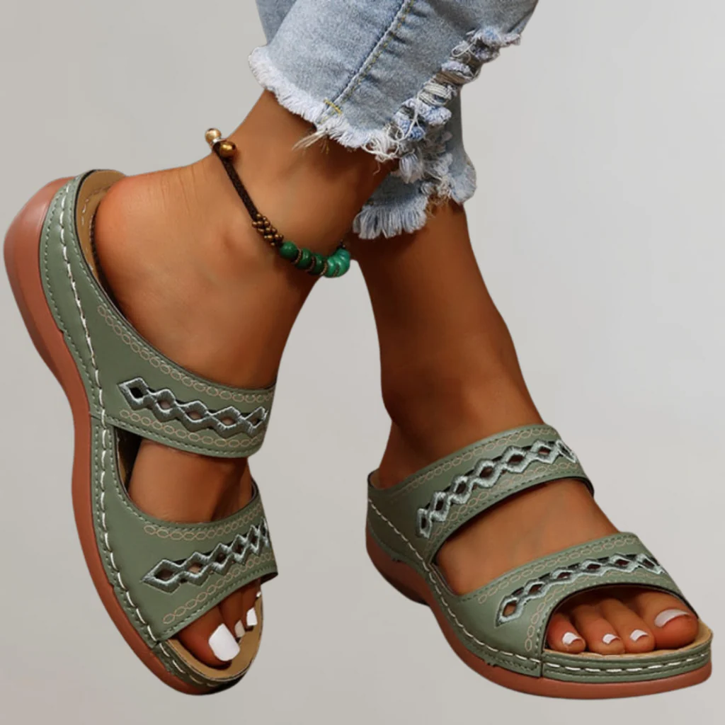 Aurelia | Red Leather Orthopedic Sandals